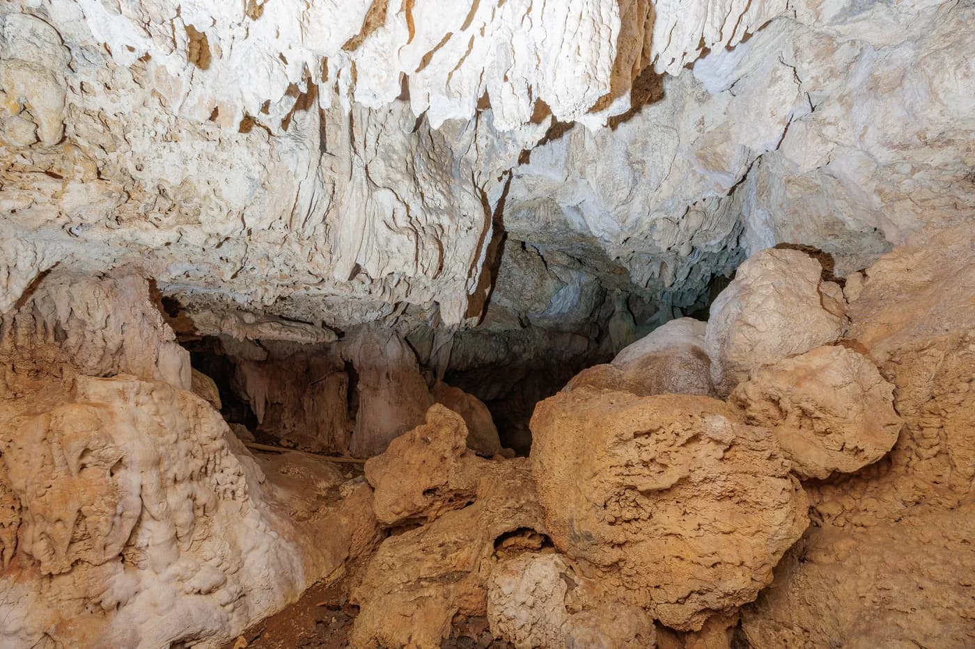 Natural formations inside a Saint Helene cave